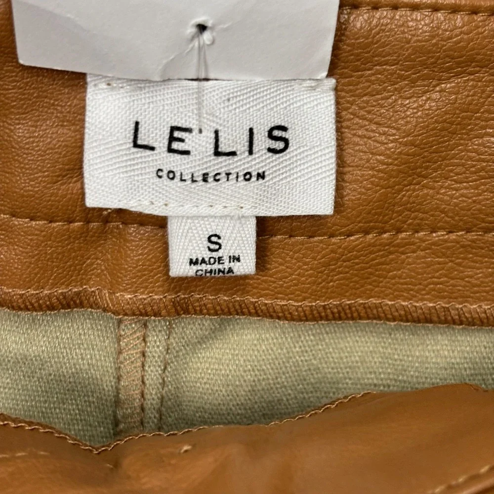 Le Lis Collection Brown Faux Leather Paperbag Waist Shorts MP3247 Small NWT